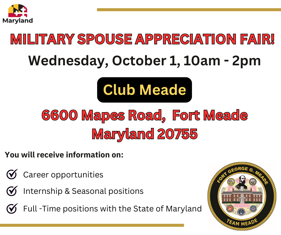 Military Spouse Appreciation Fair! Wednesday October 1, 10am-2pm